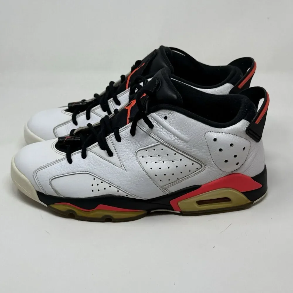 Nike Air Jordan 6 Retro Low Sneakers Shoes Mens 10.5 White Infrared Black 304401
